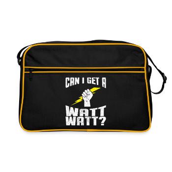 Elektriker wat wat - Elektriker Tshirt - Retro Tasche - Schwarz/Gold - Vorne