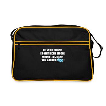 If you think it's not stupid- saying - Retro Bag - black/gold - Front