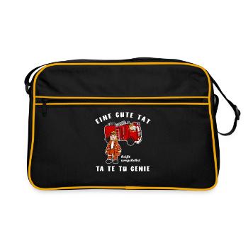 Eine gute Tat Feuerwehr TA TE TU Genie Wortspiel - Retro Tasche - Schwarz/Gold - Vorne