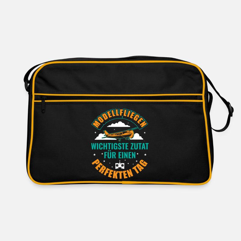 Modellflugzeug Flieger Flugzeug Pilot Modellflug - Retro Tasche - Schwarz/Gold