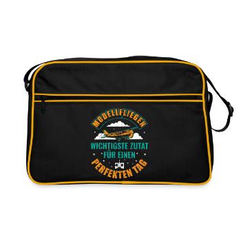 Modellfliegen - Retro Tasche - Schwarz/Gold - Vorne