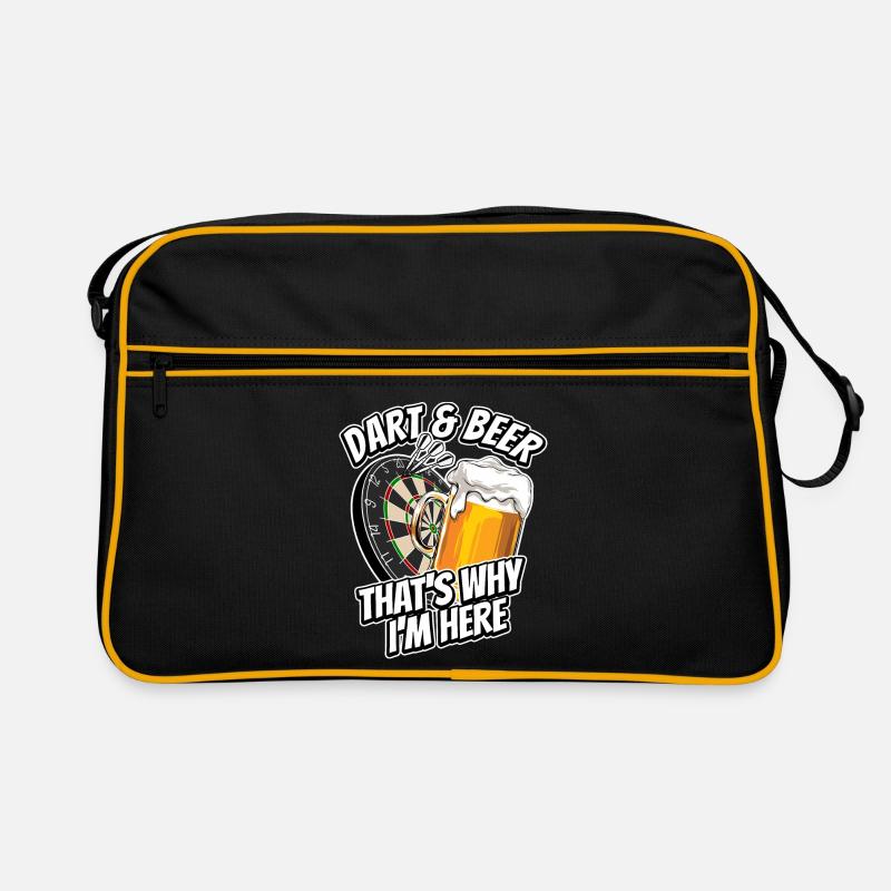 Dart & Bier - darum bin ich hier - Dartfan Retro Tasche