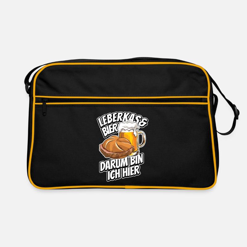 Leberkas & Bier darum bin ich hier - Spruch Retro Tasche