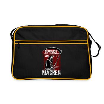 Beruflich was mit Menschen machen - Spruch - Retro Tasche - Schwarz/Gold - Vorne