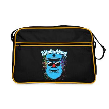 Fastnacht - Karneval - Kapitän Alaaf - Spruch - Retro Tasche - Schwarz/Gold - Vorne