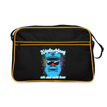 Fastnacht - Karneval - Kapitän Alaaf - Spruch - Retro Tasche - Schwarz/Gold - Vorne
