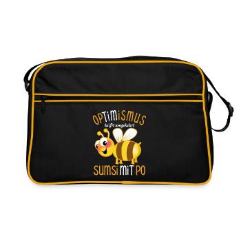 Bienen Sumsi mit Po - Optimismus Wortspiel - Retro Tasche - Schwarz/Gold - Vorne