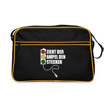 Zieht der Ampel den Stecker - Spruch - Retro Tasche - Schwarz/Gold - Vorne