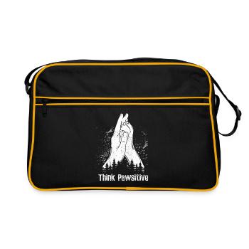 Think Pawsitive - Hand + Dog Paw - High Five - Retro Bag - black/gold - Front