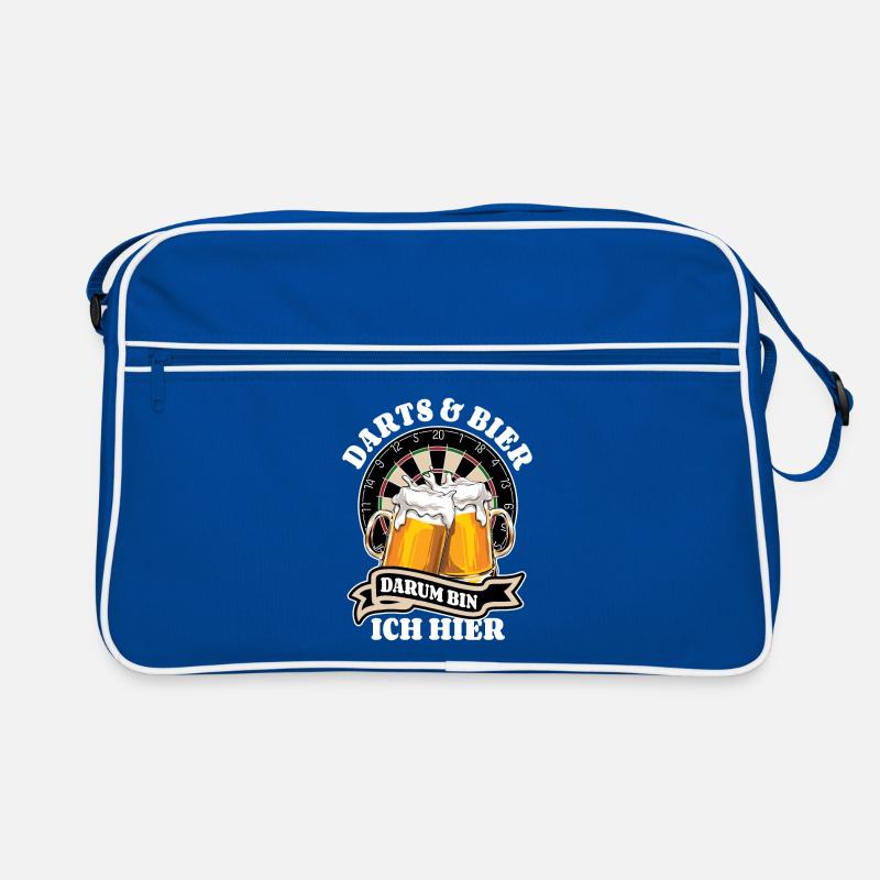 Darts & Bier - darum bin ich hier - Spruch Retro Tasche