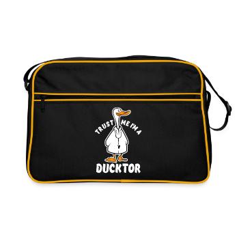 Trust me I'm a ducktor - Duck Doctor - pun - Retro Bag - black/gold - Front