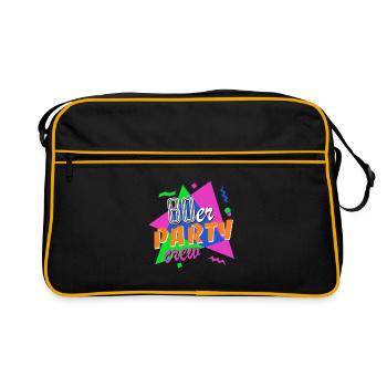 80er Party Crew - 80er Jahre - bunt + verrückt - Retro Tasche - Schwarz/Gold - Vorne