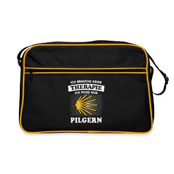 Ich brauche keine Therapie ich muss nur Pilgern - Retro Tasche - Schwarz/Gold - Vorne