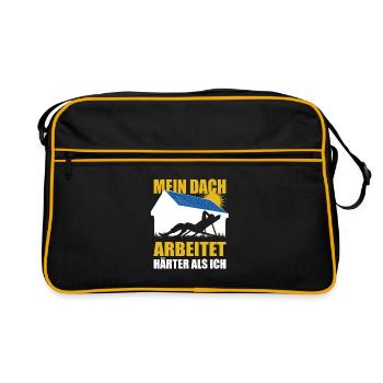 Mein Dach arbeitet härter als ich - Photovoltaik - Retro Tasche - Schwarz/Gold - Vorne