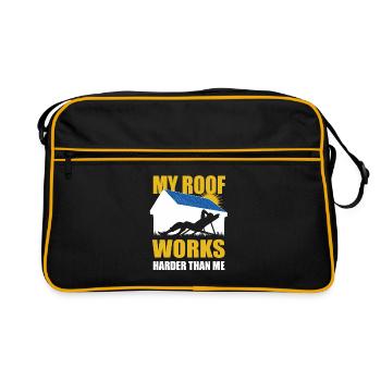 My roof works harder than me - Photovoltaik, Solar - Retro Tasche - Schwarz/Gold - Vorne