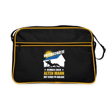 Unterschätze nie einen alten Mann mit PV Anlage - Retro Tasche - Schwarz/Gold - Vorne
