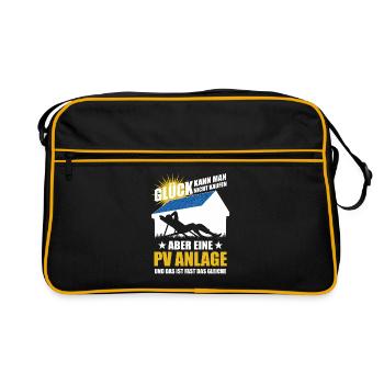 Glück kann man nicht kaufen aber eine PV Anlage - Retro Tasche - Schwarz/Gold - Vorne