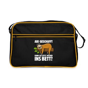 Faultier - Abitur geschafft wieder ins Bett? - Retro Tasche - Schwarz/Gold - Vorne