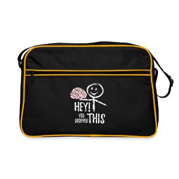 Hey! You dropped this. Brain, Saying, Sticker - Retro Bag - black/gold - Front