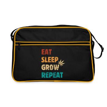 Eat Sleep Grow Repeat - Cannabis Saying - Retro Bag - black/gold - Front