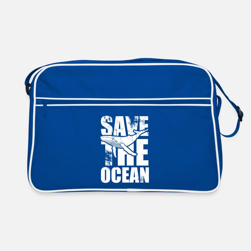 Save the ocean - Wal - Buckelwal - Geschenk Retro Tasche