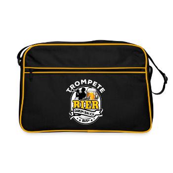 Trompete & Bier - darum bin ich hier - Retro Tasche - Schwarz/Gold - Vorne