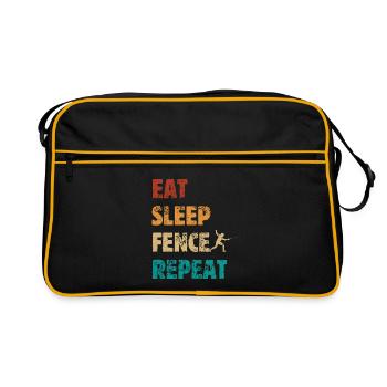 Mangez dormir Fence Repeat - Escrimeur Saying - Sac Retro - noir/or - Devant