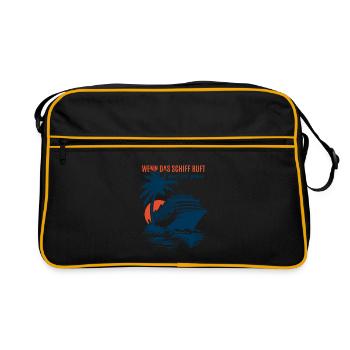 Wenn das Schiff ruft muss ich gehen - Kreuzfahrt - Retro Tasche - Schwarz/Gold - Vorne