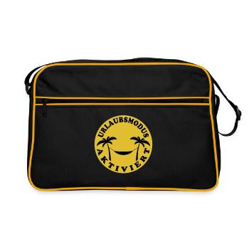 Palmen Hängematte - Urlaubsmodus aktiviert - Retro Tasche - Schwarz/Gold - Vorne