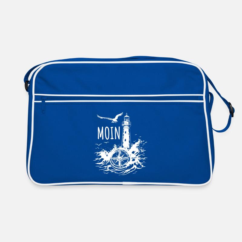 Moin - Leuchtturm - Möwe, Wellen, Geschenk Retro Tasche