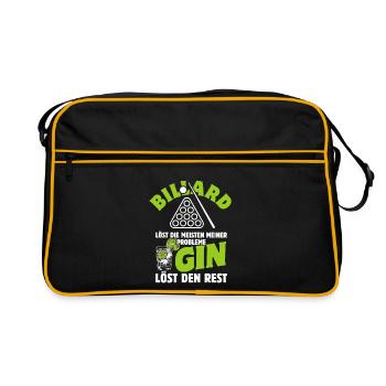 Billard löst die meisten meiner Probleme - Gin - Retro Tasche - Schwarz/Gold - Vorne