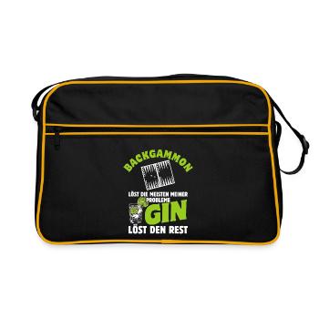 Backgammon löst die meisten meiner Probleme - Gin - Retro Tasche - Schwarz/Gold - Vorne