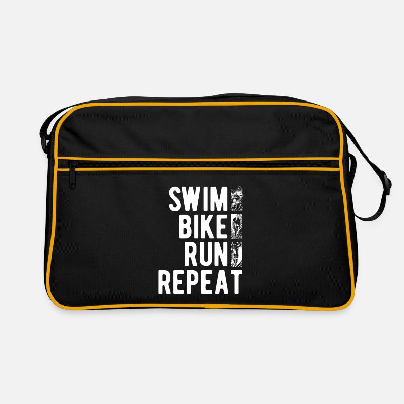 swim, bike, run, repeat - Triathlon Spruch Retro Tasche