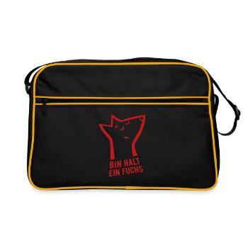Bin halt ein Fuchs - schlau, cool & clever - Retro Tasche - Schwarz/Gold - Vorne