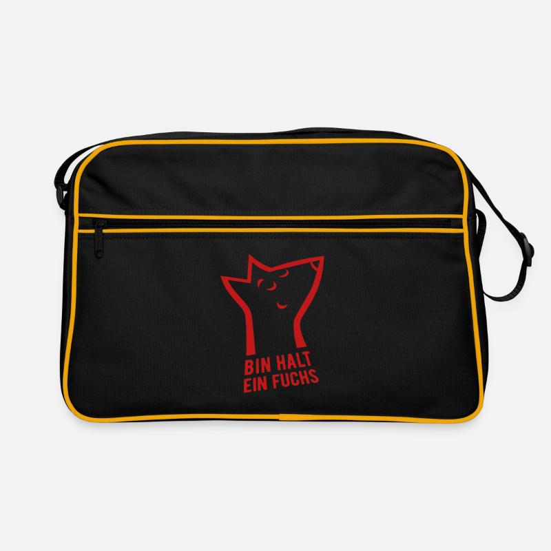 Bin halt ein Fuchs - schlau, cool & clever - Retro Tasche - Schwarz/Gold