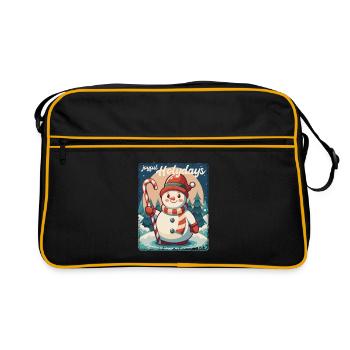 Joyful Holydays - Gift with Snowman - Retro Bag - black/gold - Front