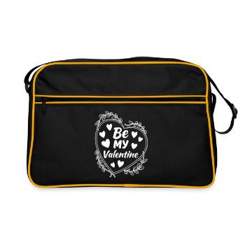 Be my Valentine - Liebe - Geschenk - Retro Tasche - Schwarz/Gold - Vorne