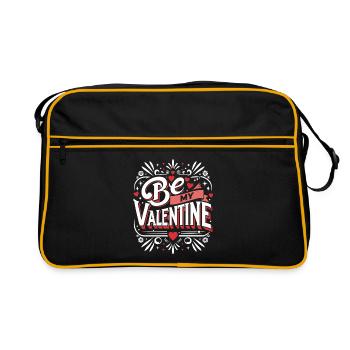 Be my Valentine - Liebe - Geschenk - Retro Tasche - Schwarz/Gold - Vorne