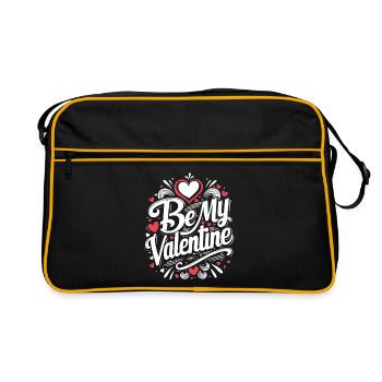 Be my Valentine - Liebe - Geschenk - Retro Tasche - Schwarz/Gold - Vorne
