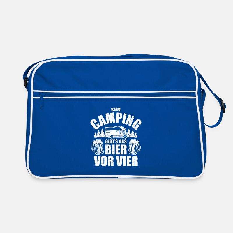 Beim Camping gibts das Bier vor vier - Spruch Retro Tasche
