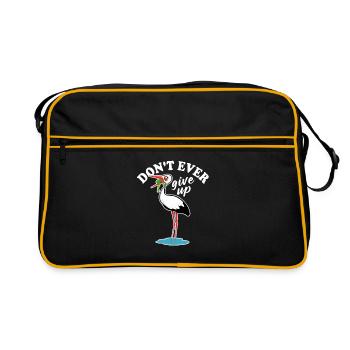Frosch und Storch - Don't ever give up - Spruch - Retro Bag - black/gold - Front