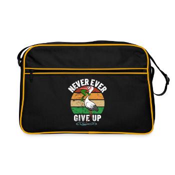 Frog and Stork - Never give up - Saying - Retro Bag - black/gold - Front