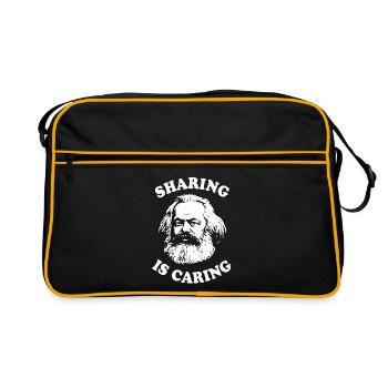 Sharing is caring - Funny Karl Marx Cartoon - Retro Bag - black/gold - Front