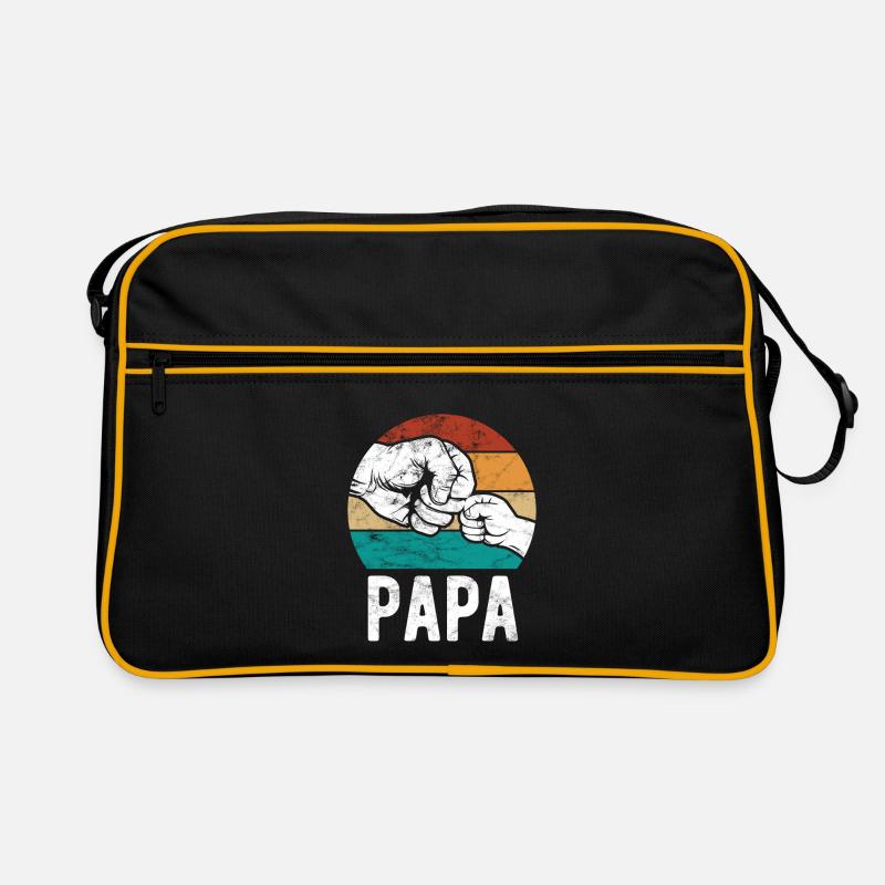 Papa und Kind, Faust an Faust - Team - Familie Retro Tasche