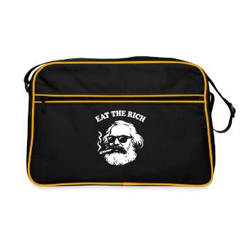 Eat The Rich - Funny Karl Marx Cartoon - Saying - Retro Bag - black/gold - Front