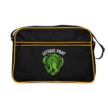 Laitue prier - jeu de mots - Sac Retro - noir/or - Devant