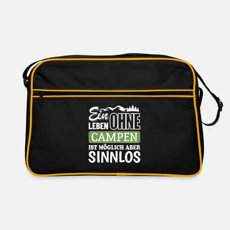 Ein Leben ohne Campen ist möglich aber sinnlos - Retro Tasche - Schwarz/Gold