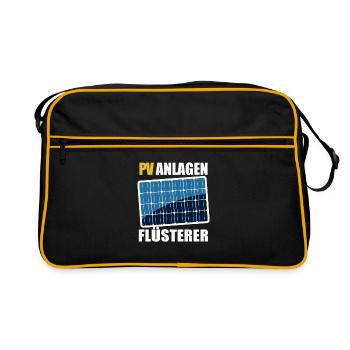 PV Anlagen Flüsterer - Photovoltaik - Solarstrom - Retro Tasche - Schwarz/Gold - Vorne