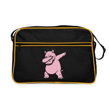 Dabbing Hippo - Dab Dance - Gift - Retro Bag - black/gold - Front