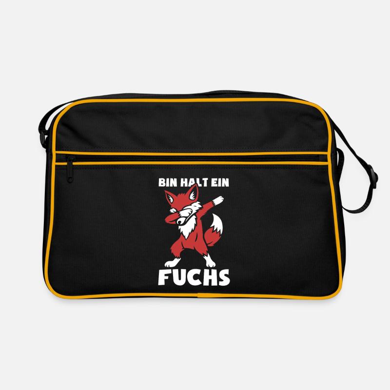 Bin halt ein Fuchs - schlau und clever - dabbing - Retro Tasche - Schwarz/Gold
